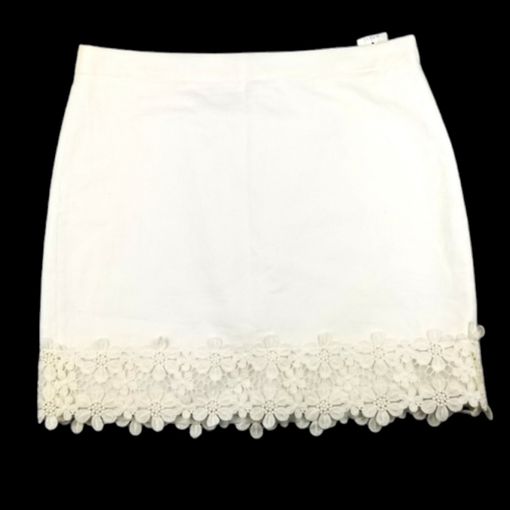 J. Crew Linen Feel Cotton Skirt with Crocheted Lace Trim